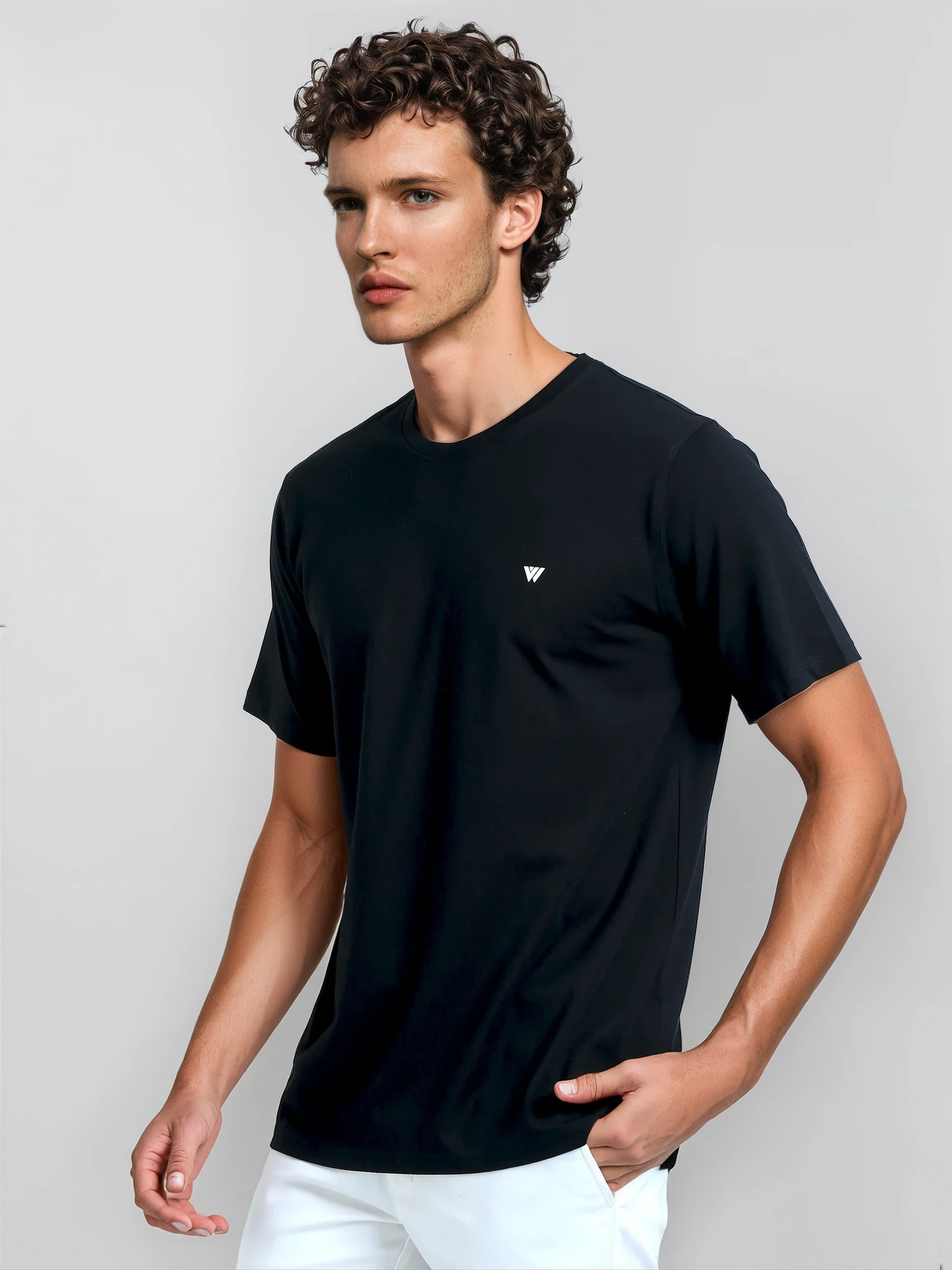 Black Supima Crew Neck T-Shirt | VIROH