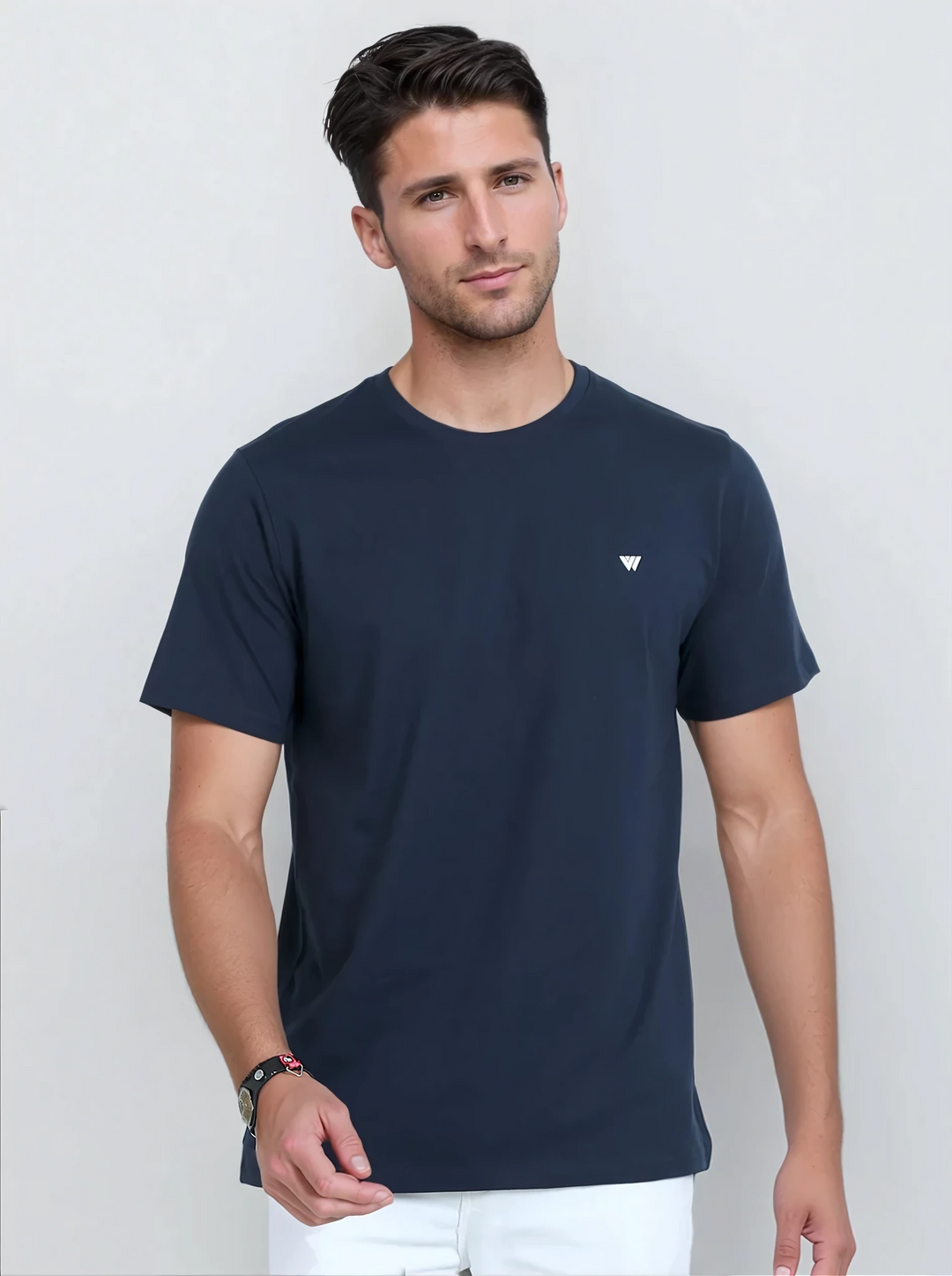 Navy Supima Crew Neck T-Shirt | VIROH