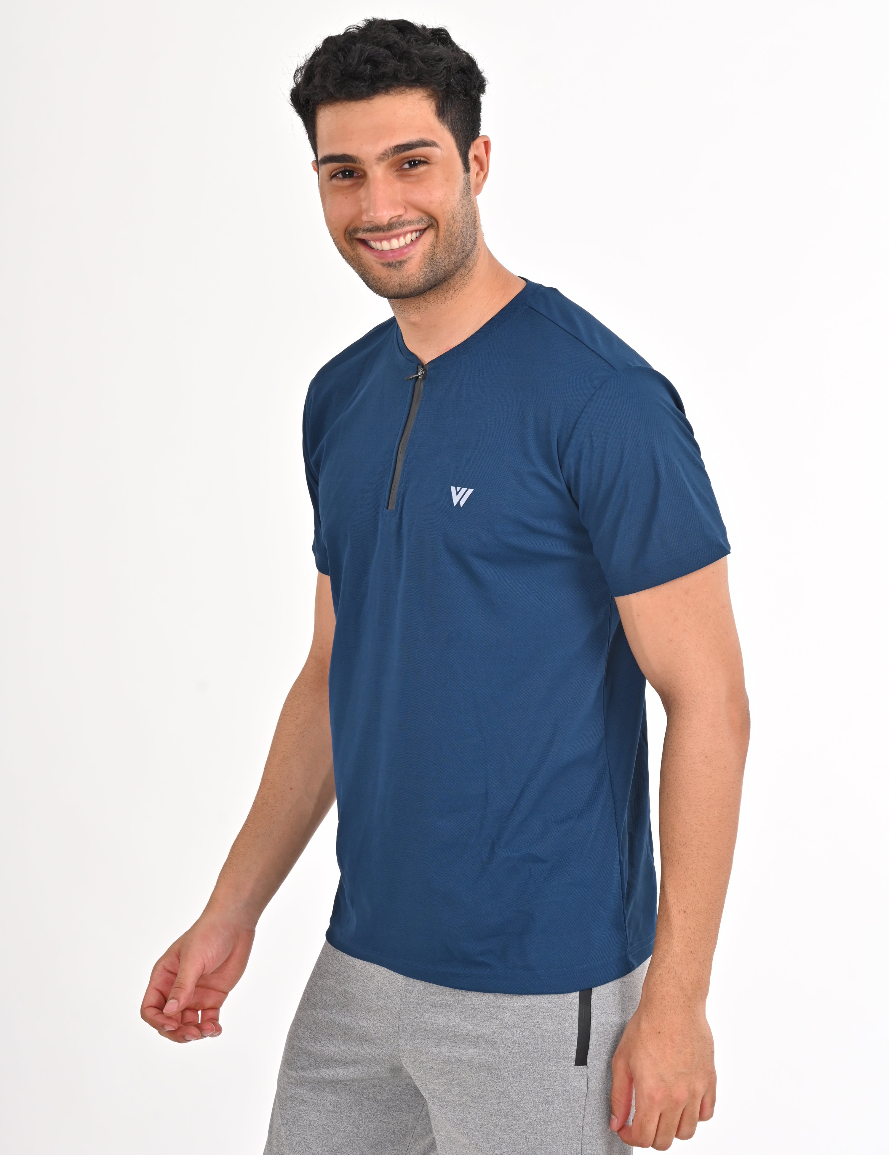 Navy T-shirt with Zipper | VIROH