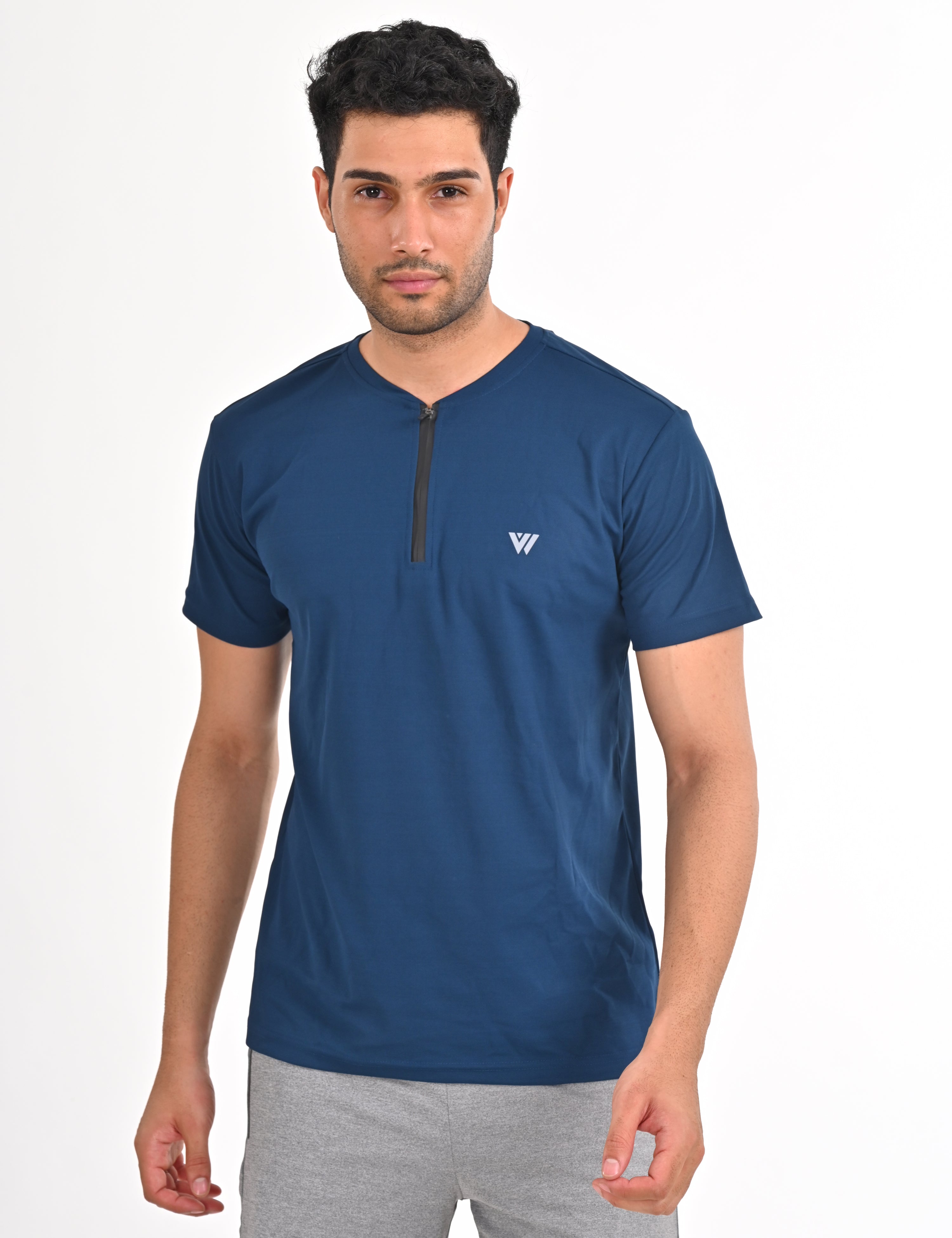 Navy T-shirt with Zipper | VIROH
