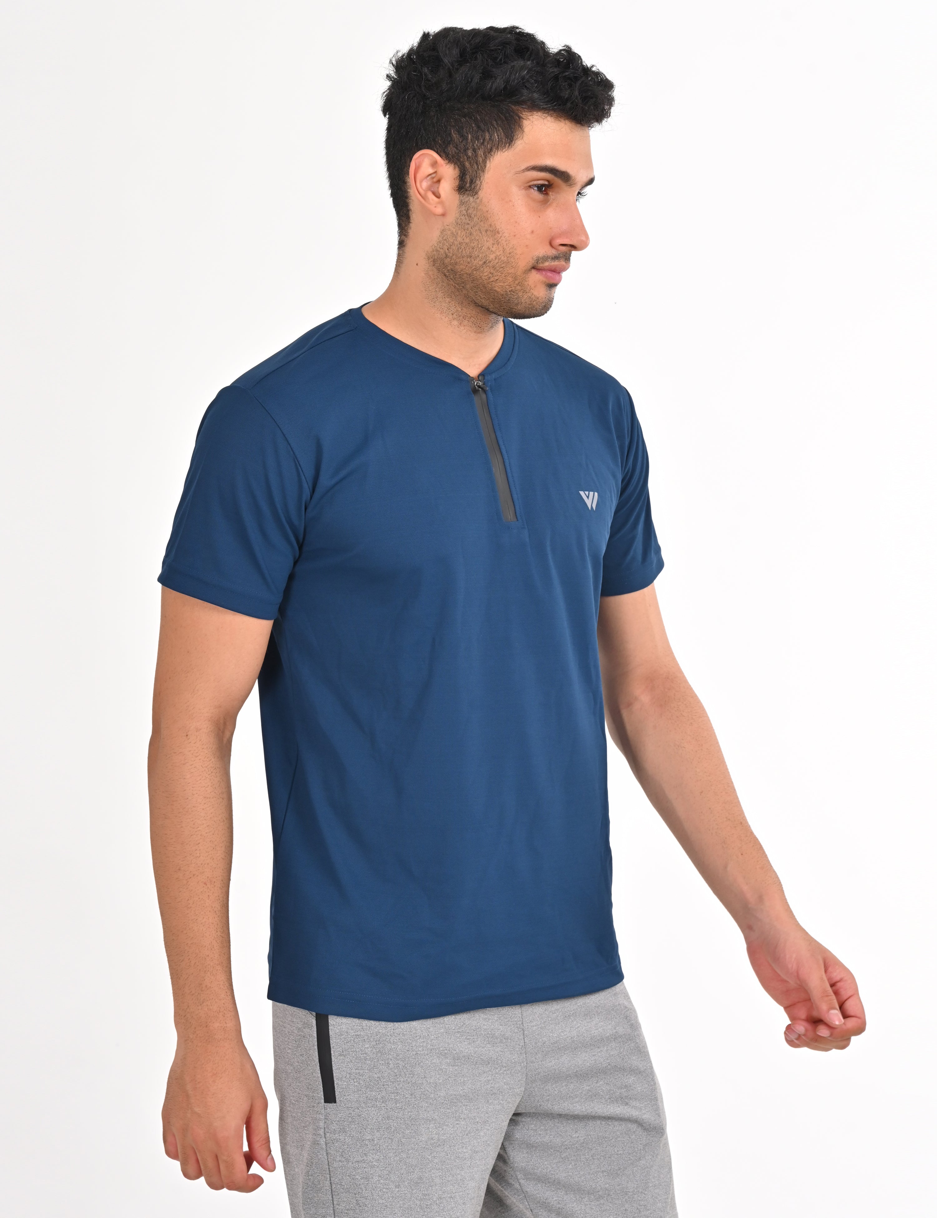 Navy T-shirt with Zipper | VIROH