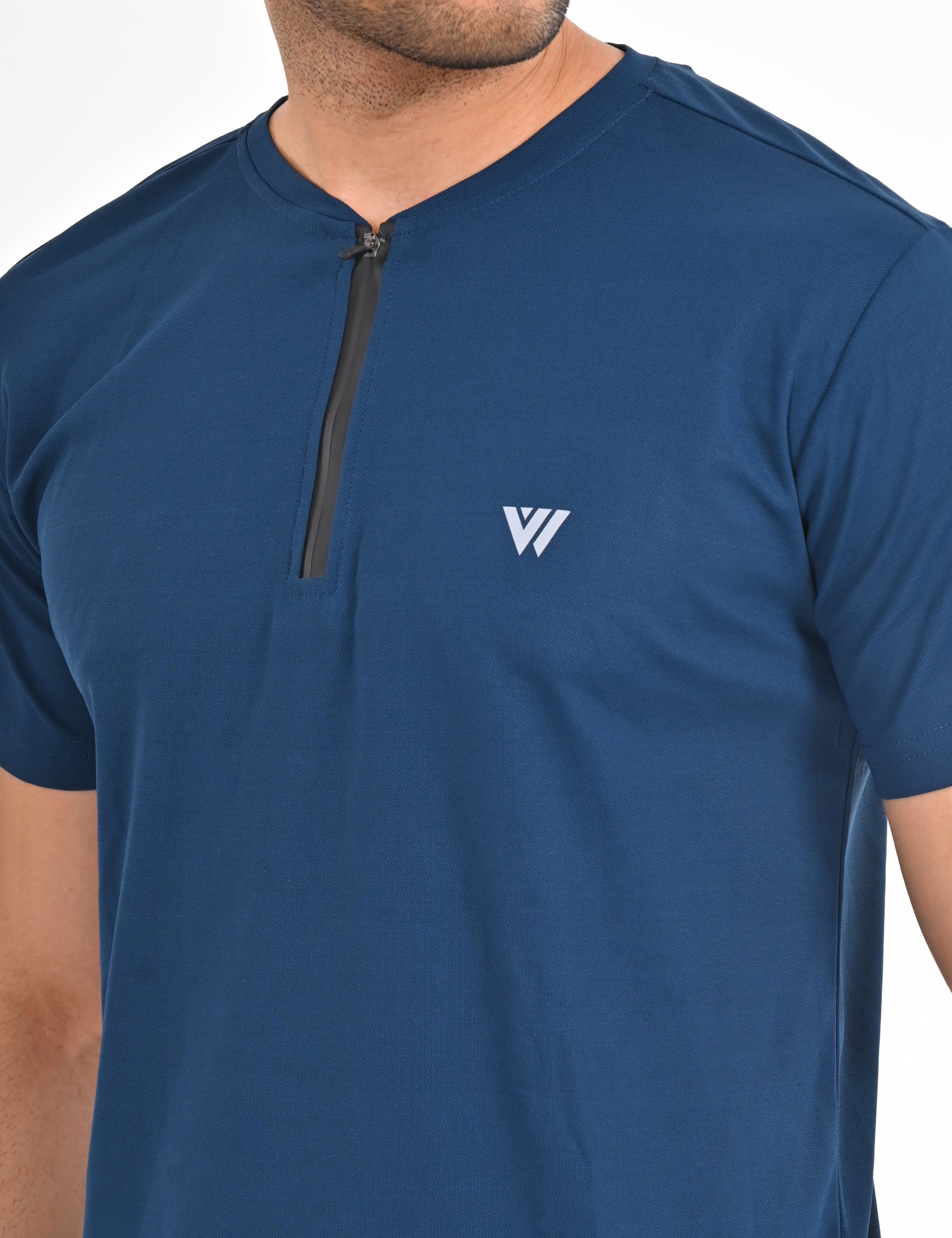 Navy T-shirt with Zipper | VIROH