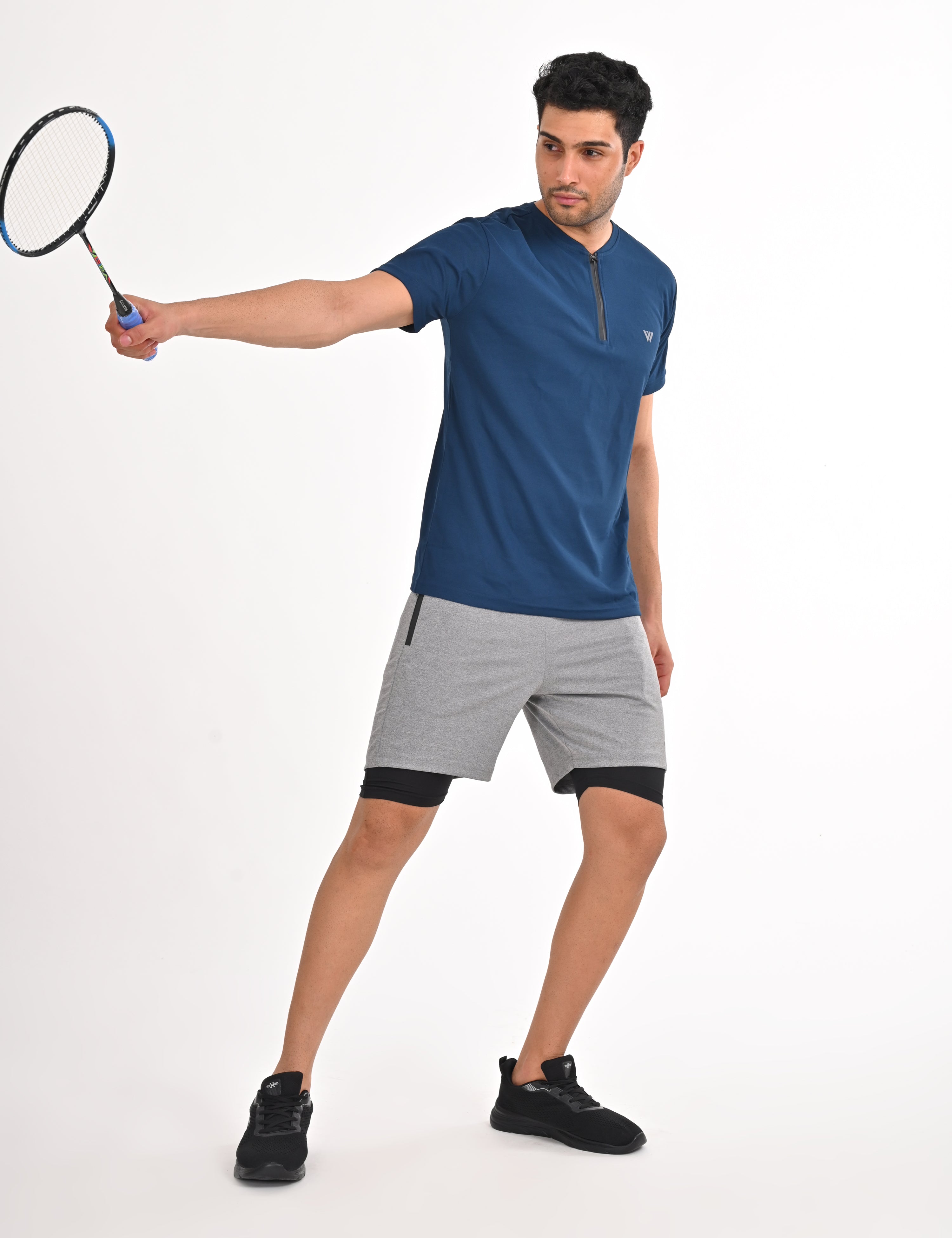 Navy T-shirt with Zipper | VIROH