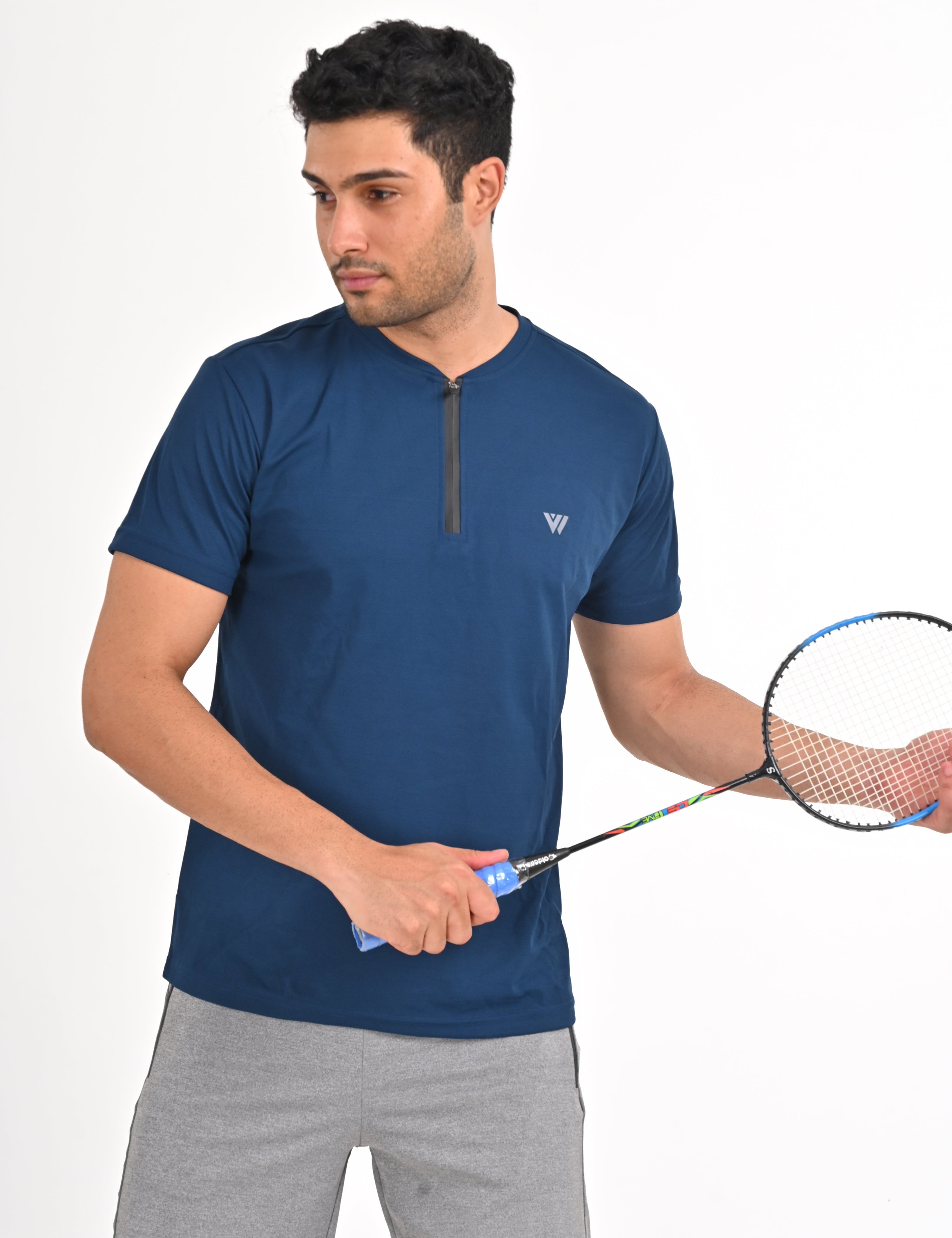 Navy T-shirt with Zipper | VIROH