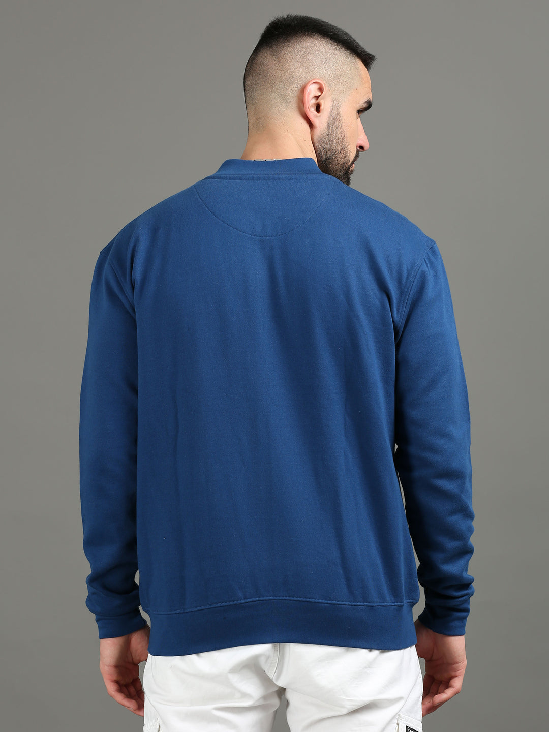 Men's Navy Blue Polycotton Sweatshirt Jacket