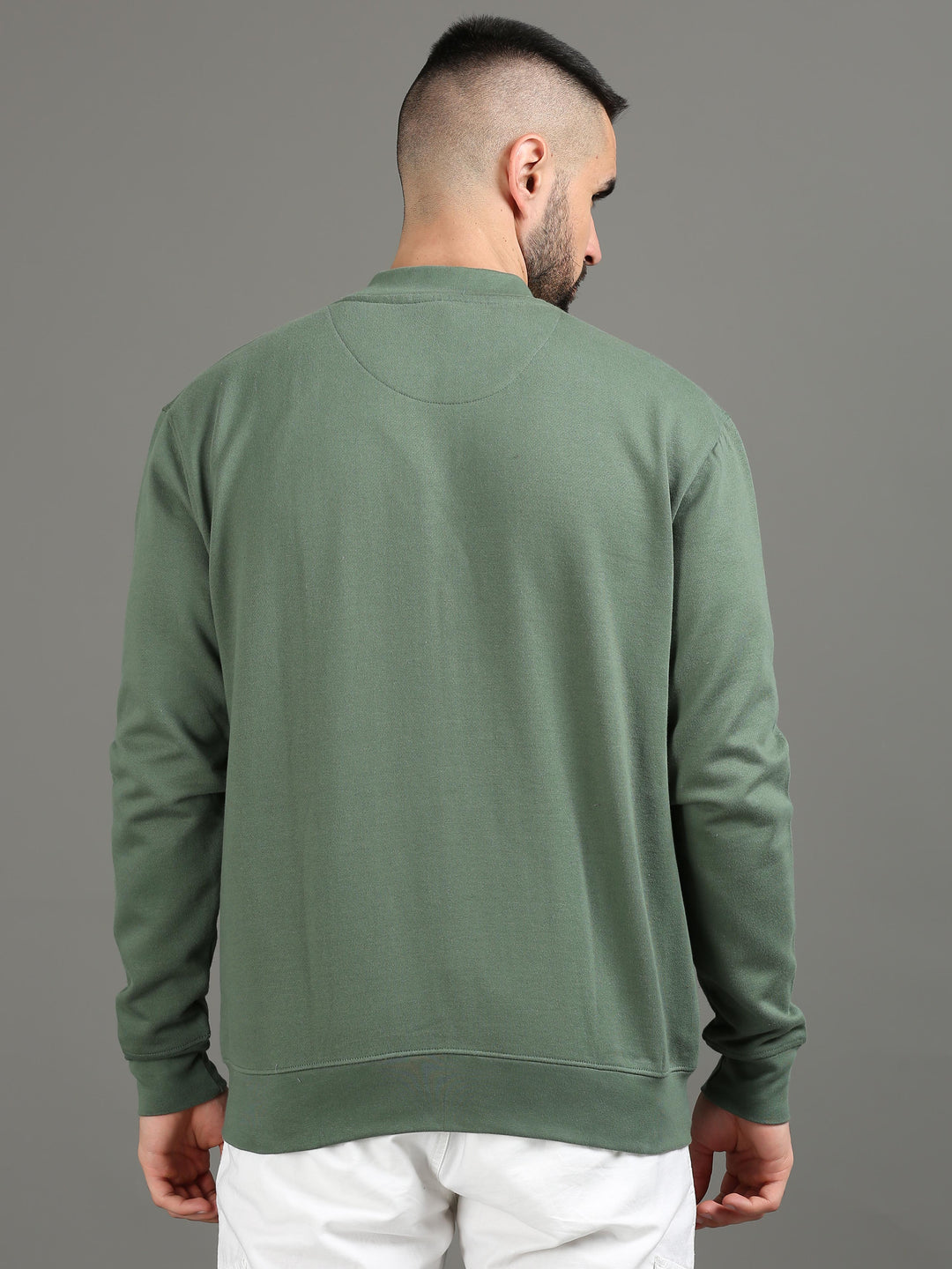 Men's Olive Polycotton Sweatshirt Jacket