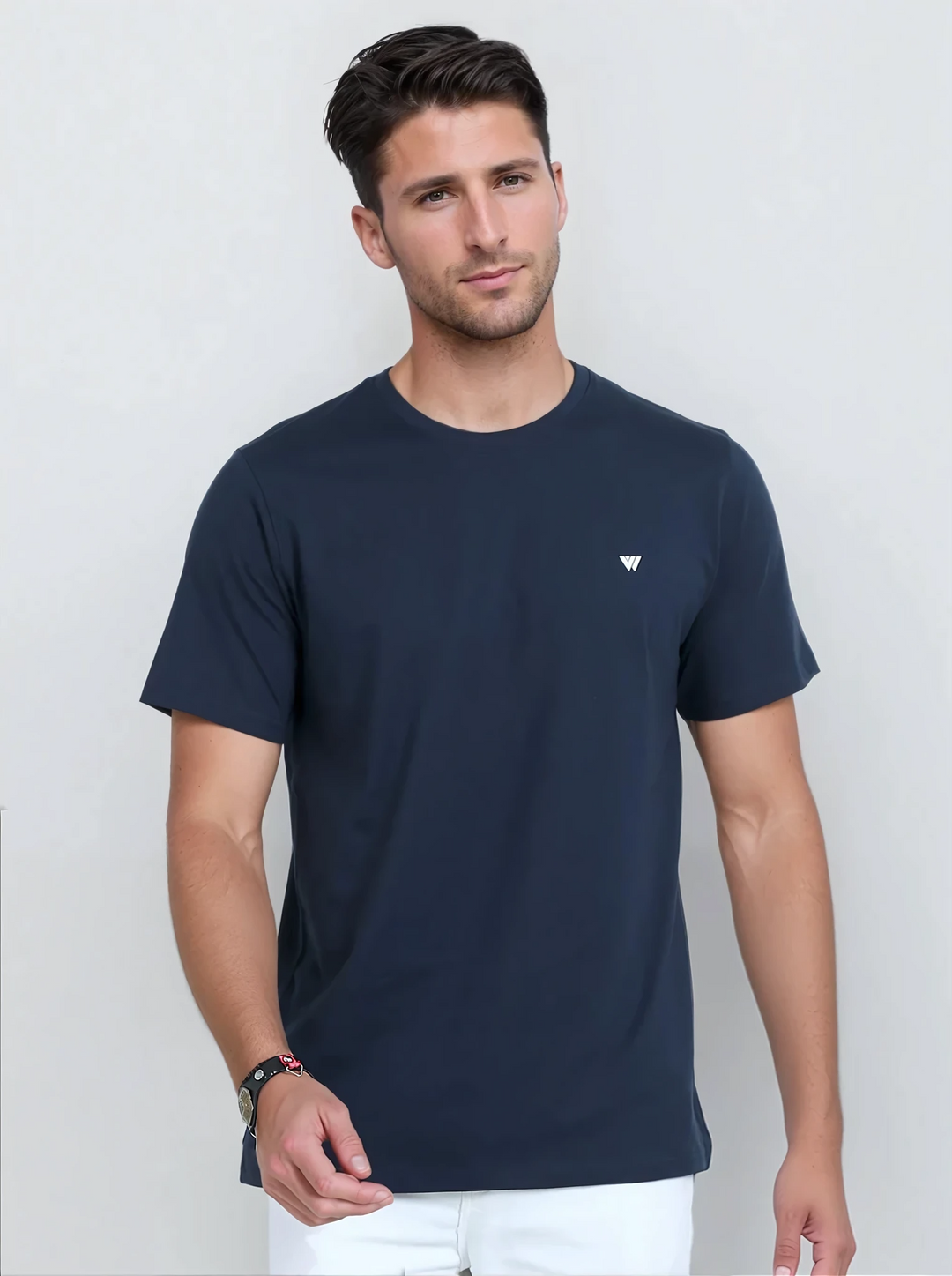 Navy Supima Crew Neck T-Shirt