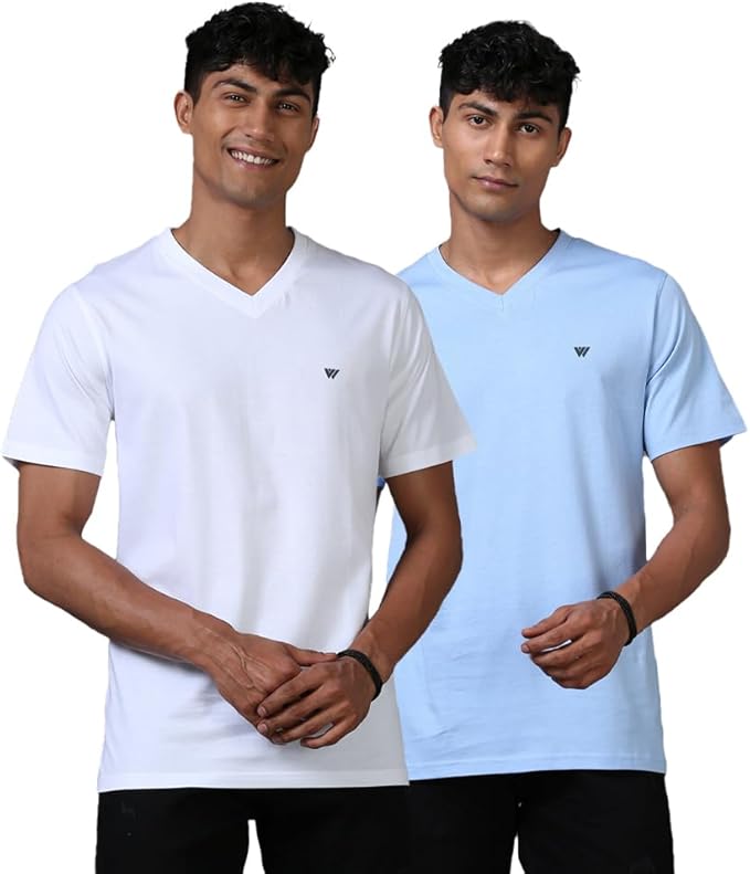 Supima Cotton Half Sleeve V-Neck Tshirts (Pack of 2)