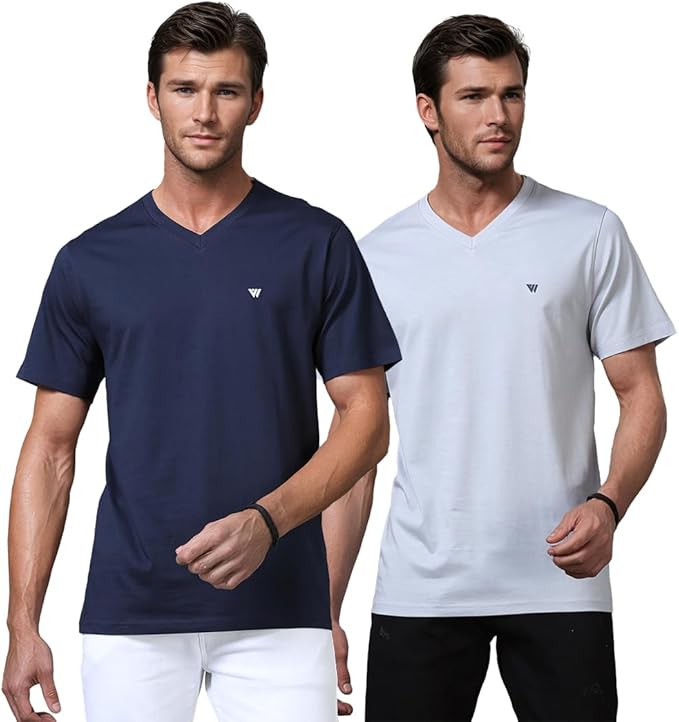 Supima Cotton Half Sleeve V-Neck Tshirts (Pack of 2)