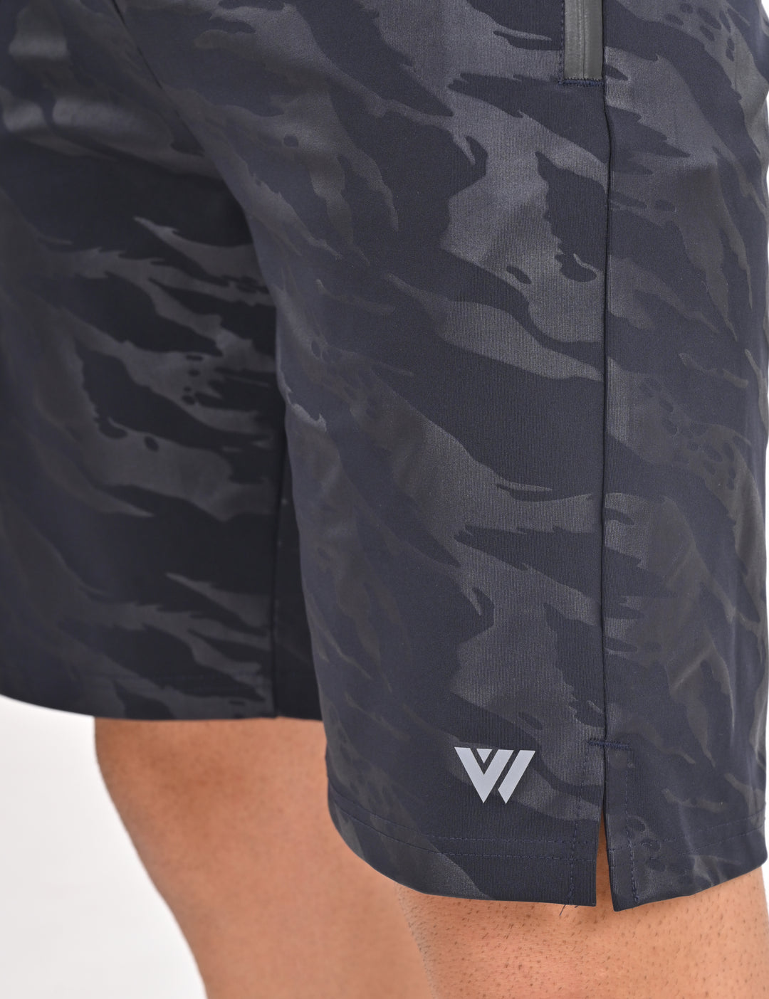 Printed Heavy Duty Black Shorts