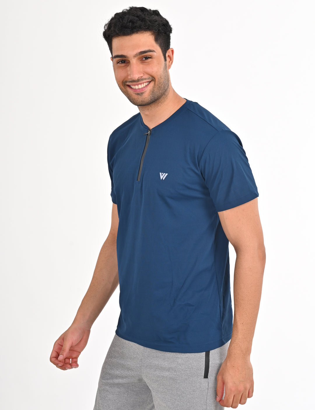 Navy T-shirt with Zipper