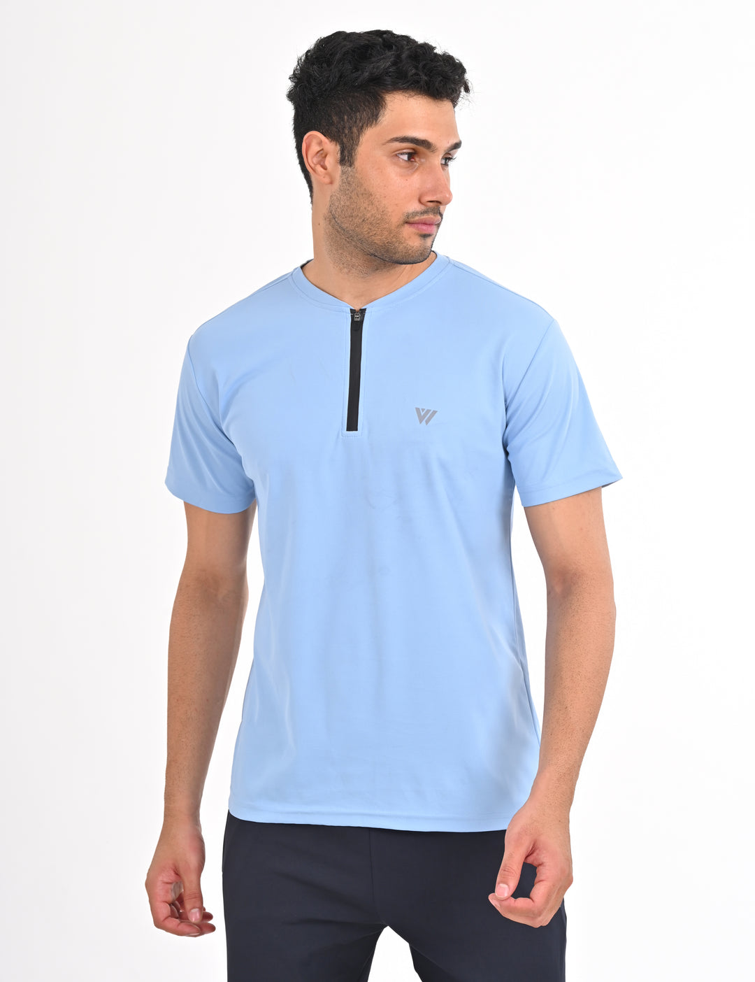 Sky Blue T-shirt with Zipper