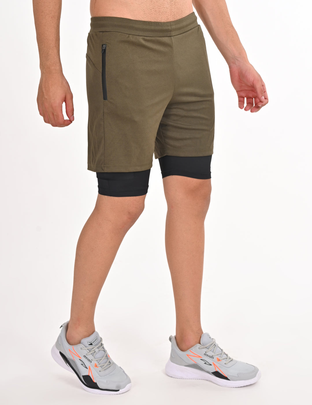 Olive Shorts with Inner Layer