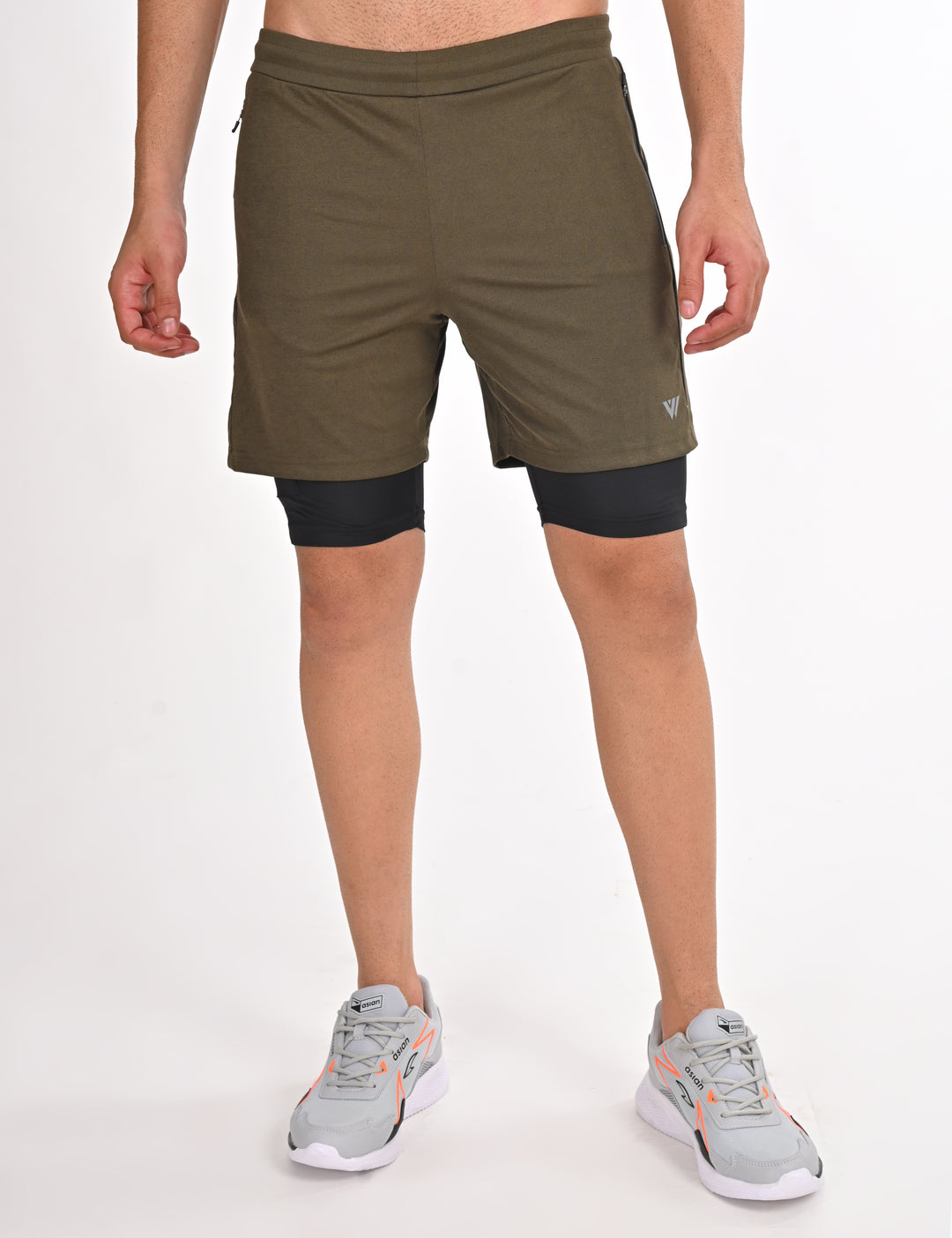 Olive Shorts with Inner Layer