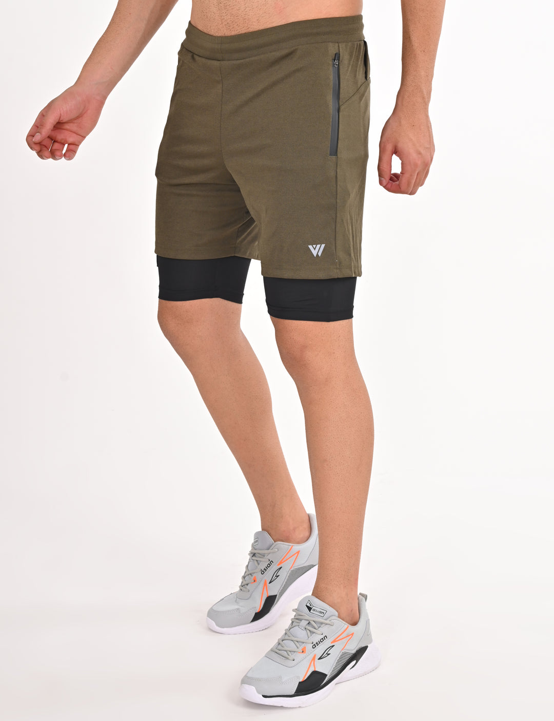 Olive Shorts with Inner Layer