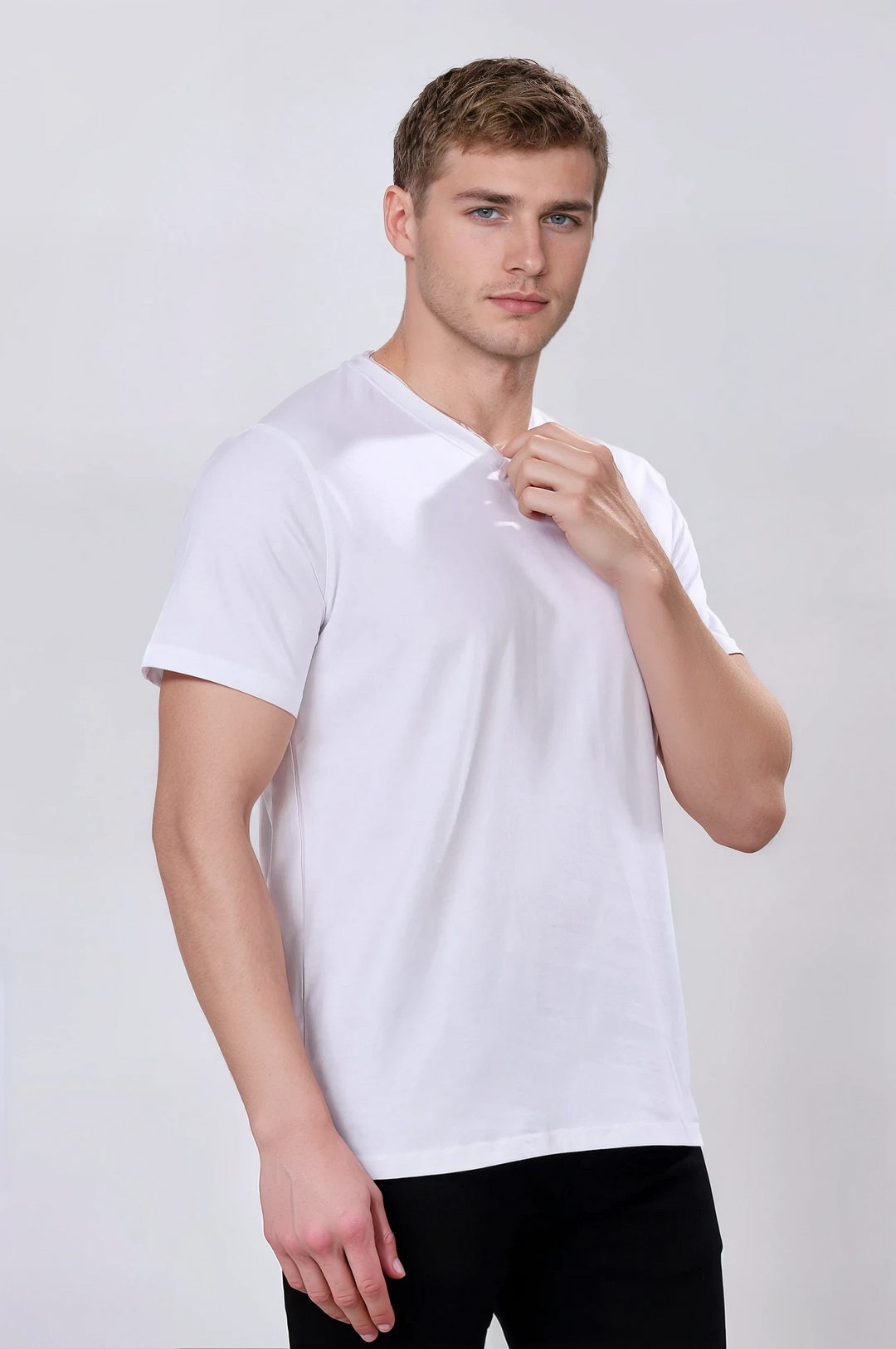 White Supima V-Neck T-Shirt