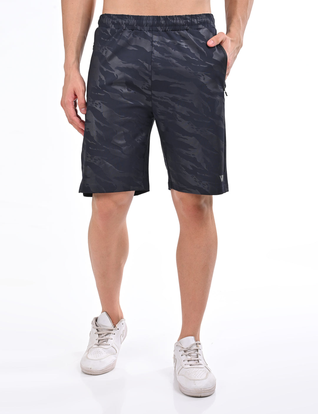 Printed Heavy Duty Black Shorts