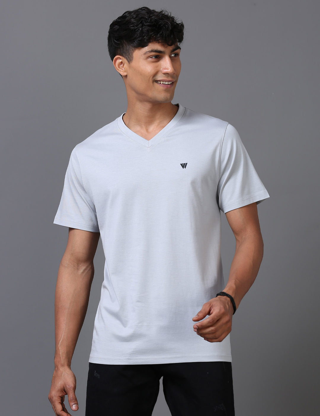 Grey Supima V-Neck T-Shirt