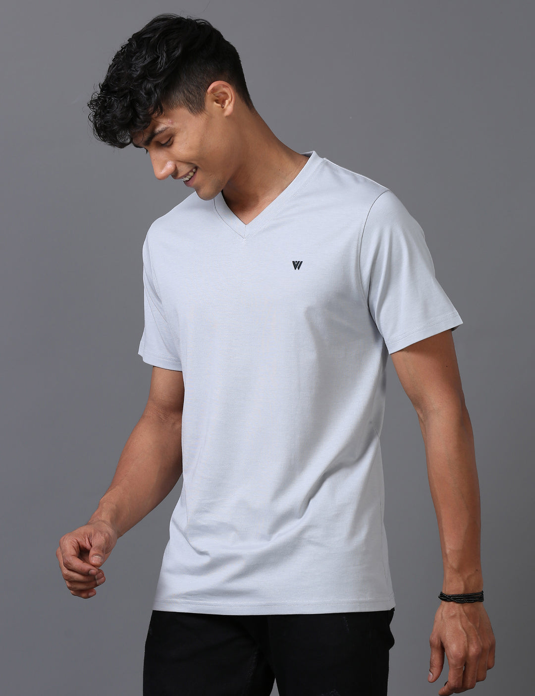 Grey Supima V-Neck T-Shirt